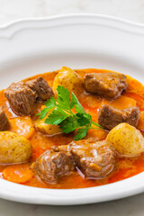 beef goulash soup with potatoes