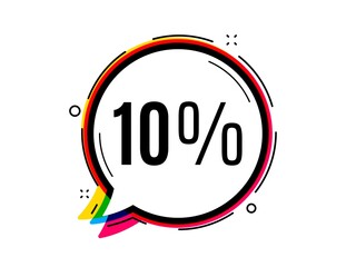 10 percent off Sale. Speech bubble vector banner. Discount offer price sign. Special offer symbol. Thought or dialogue speech balloon shape. Discount chat think bubble. Infographic message. Vector