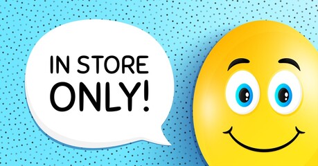 In store sale. Easter egg with smile face. Special offer price sign. Advertising discounts symbol. Easter smile character. In store sale speech bubble. Yellow egg background. Vector