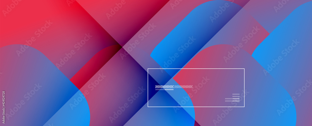 Aufkleber Square shapes composition geometric abstract background. 3D shadow effects and fluid gradients. Modern overlapping forms