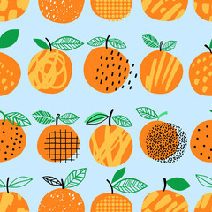 Orange seamless pattern vector illustration. Summer fruit design