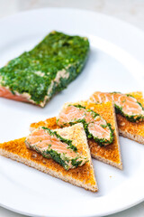 marinated salmon in dill on toast bread