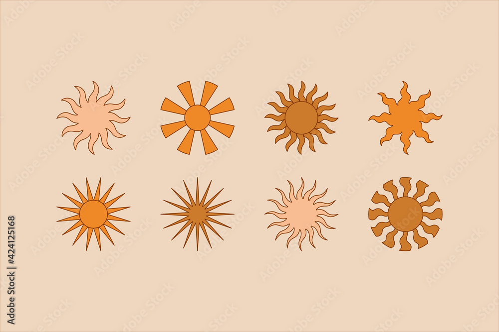 Poster Vector illustration in simple linear style - design templates - hippie style