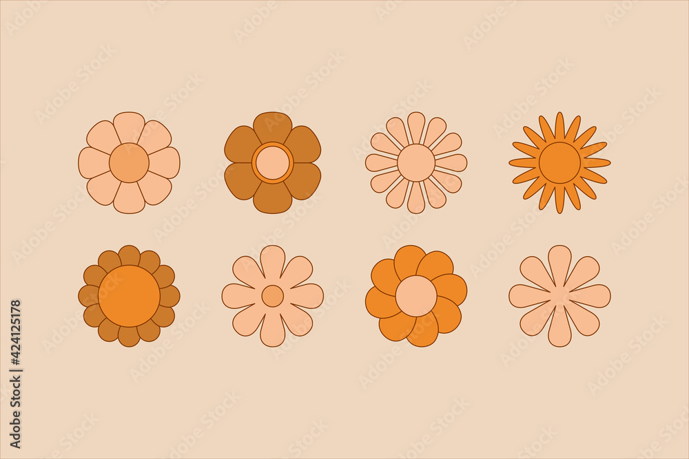 Aufkleber Vector illustration in simple linear style - design templates - hippie style