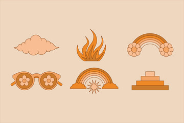 Vector illustration in simple linear style - design templates - hippie style