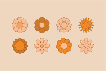 Vector illustration in simple linear style - design templates - hippie style