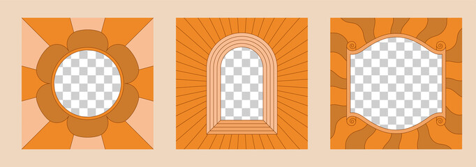 Vector illustration in simple linear style - design templates - hippie style