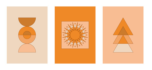 Vector illustration in simple linear style - design templates - hippie style