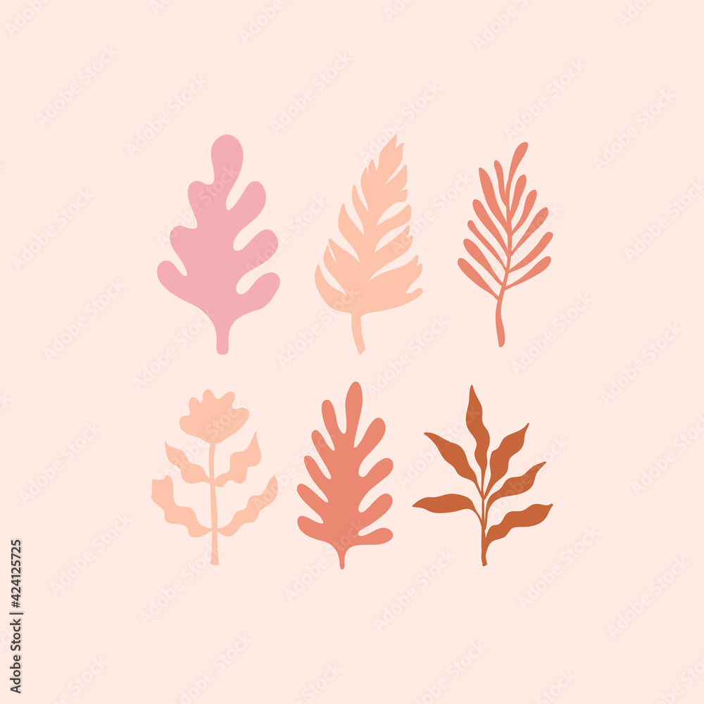 Aufkleber vector logo design template in simple minimal style with hand-drawn leaves - abstract emblems for or