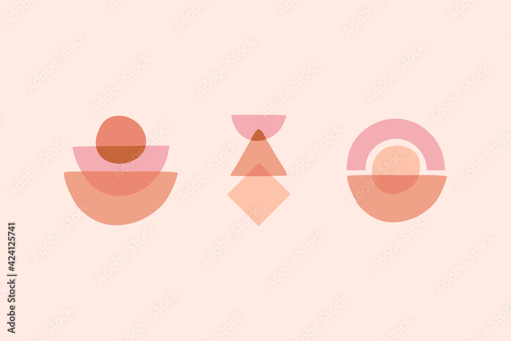 Poster Vector set of design elements and shapes for abstract backgrounds and modern art - boho prints and posters