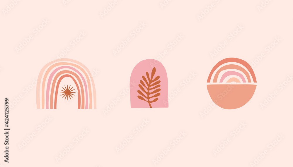 Poster Vector set of design elements and shapes for abstract backgrounds and modern art - boho prints and posters