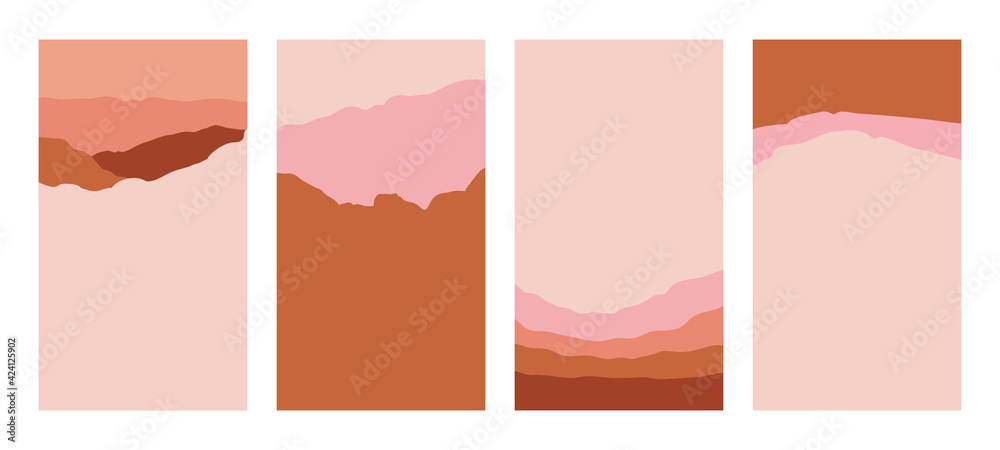 Fototapete Vector set of abstract creative backgrounds in minimal trendy style with copy space for text - design templates for social media stories - simple, stylish and minimal wallpaper designs