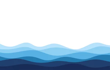 Foto auf Alu-Dibond Blue water wave sea lines flowing texture background banner vector. © Pacha M Vector