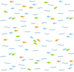 Fish cartoon pattern. Seamless pattern with fish. Colorful fish swim