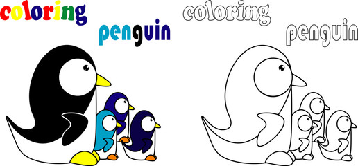 coloring penguin for children vector