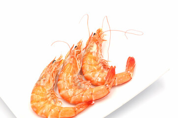 Fresh shrimp isolated on white background seafood tiger prawn