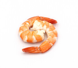 Fresh shrimp isolated on white background seafood tiger prawn