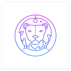 Leo gradient icon. Fifth fire sign in zodiac. Lion birth symbol. Mystic horoscope sign. Astrological science concept.Isolated vector illustration.Suitable to banners, mobile apps and presentation