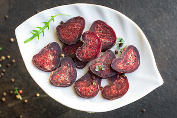 Dry beef sausage veal mahan dry-cured horse meat snack healthy meal top view copy space food background rustic top view