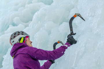 Close up ice climb