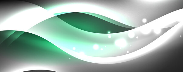 Shiny glowing neon wave, light lines abstract background. Magic energy and motion concept. Vector wallpaper template