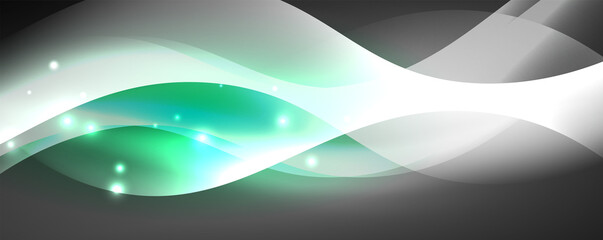 Shiny glowing neon wave, light lines abstract background. Magic energy and motion concept. Vector wallpaper template