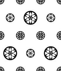Wheel Cap Icon Seamless Pattern, Wheel Cover, Wheel Hubcap. Wheel Rim