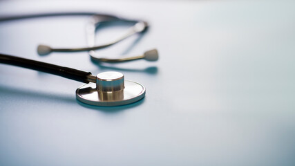 Black stethoscope, health care concept.