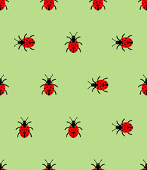 Ladybug Icon Seamless Pattern, Insect Icon, Coccinellidae, Ladybirds Icon