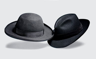 Elegant hats for man for all seasons. Studio shoot.