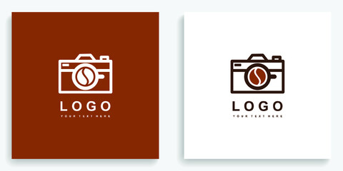 Camera Coffee Cup Bean Photograph Logo. Modern logo icon symbol template vector design
