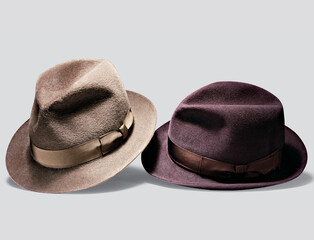 Elegant hats for man for all seasons. Studio shoot.