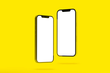 empty phone screen mockup with a dark yellow background