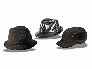 Elegant hats for man for all seasons. Studio shoot.
