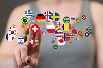 Global communication, international messaging and translation concept