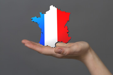 france map of the country 3d in hand