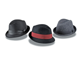 Elegant hats for man for all seasons. Studio shoot.