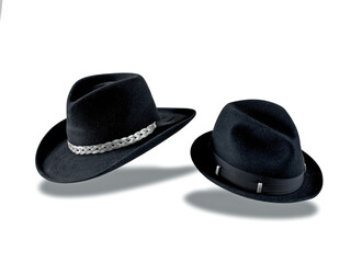 Elegant hats for man for all seasons. Studio shoot.