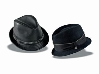 Elegant hats for man for all seasons. Studio shoot.