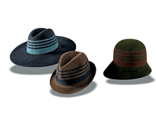 Elegant hats for man for all seasons. Studio shoot.