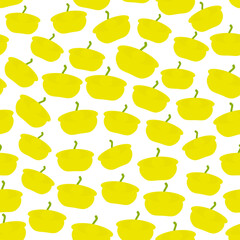 Seamless pattern with Pattypan squash, isolated on white background trend of the season. Can be used for Gift wrap fabrics, wallpapers, food packaging. Vector