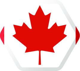 flag of Canada hexagonal icon with smoothed corners, shadows and lights