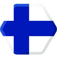 Obraz premium flag of Finland hexagonal icon with smoothed corners, shadows and lights