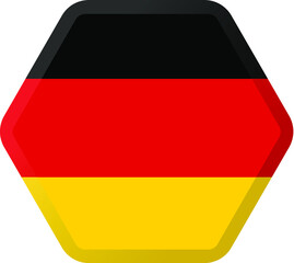 flag of Germany hexagonal icon with smoothed corners, shadows and lights