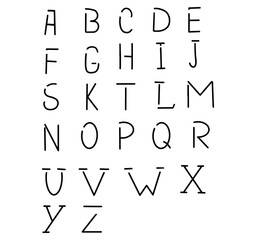 Vector hand-drawn alphabetic, trendy simple vector font