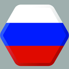 flag of Russia hexagonal icon with smoothed corners, shadows and lights