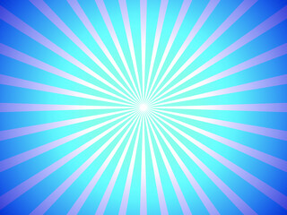 Vector sunburst background, retro style poster, abstract shine, blue color.
