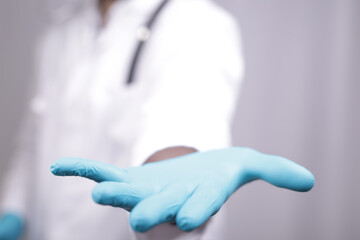 medical help doctor hands in gloves