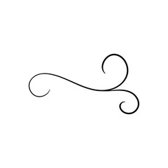 Swirl ornament stroke hand drawn. Ornamental curls with pen, swirls divider and filigree ornaments vector illustration. Black on white