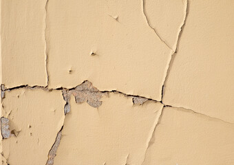 The crack on the old wall is yellow.